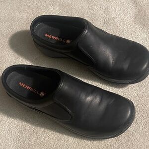 Merrell Black Slip-On Leather Work Loafers Women’s 7.5 NWOT